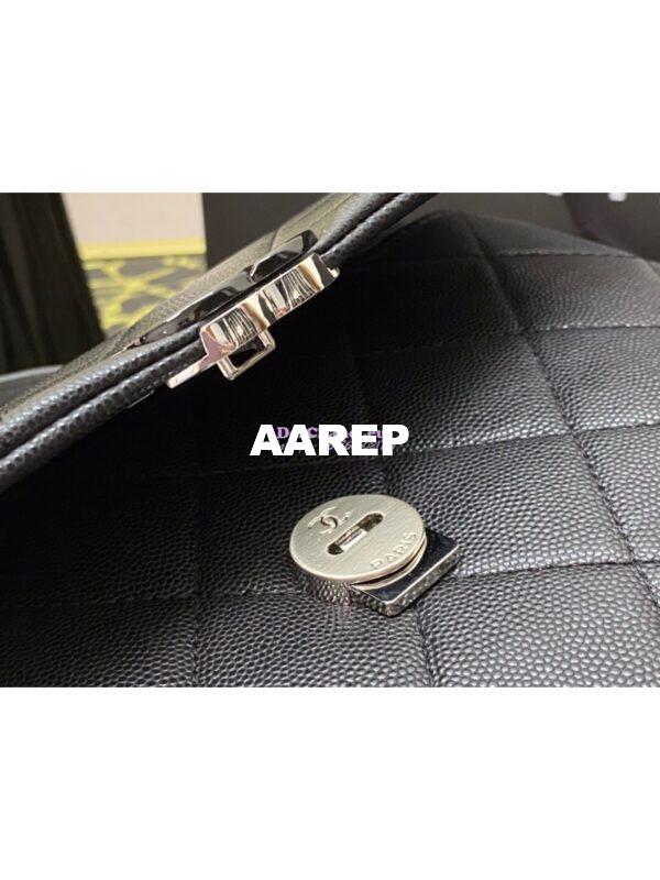 Replica Chanel Lacquered Metal Grained Calfskin Flap Bag AS2303 Black 7
