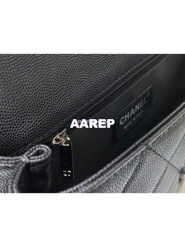 Replica Chanel Lacquered Metal Grained Calfskin Flap Bag AS2303 Black 8