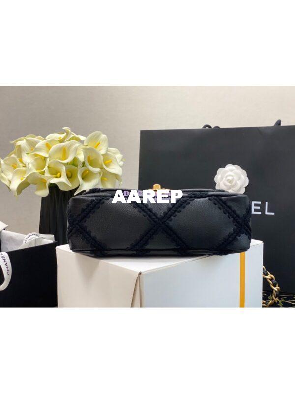 Replica Chanel 19 Small Flap Bag in Calfskin & Crochet AS1160 Black 6
