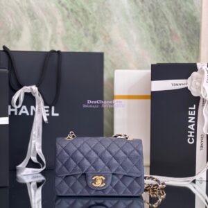 Replica Chanel Quilted Mini Classic Flap Bag Caviar without Edge Stitching 20cm Blue