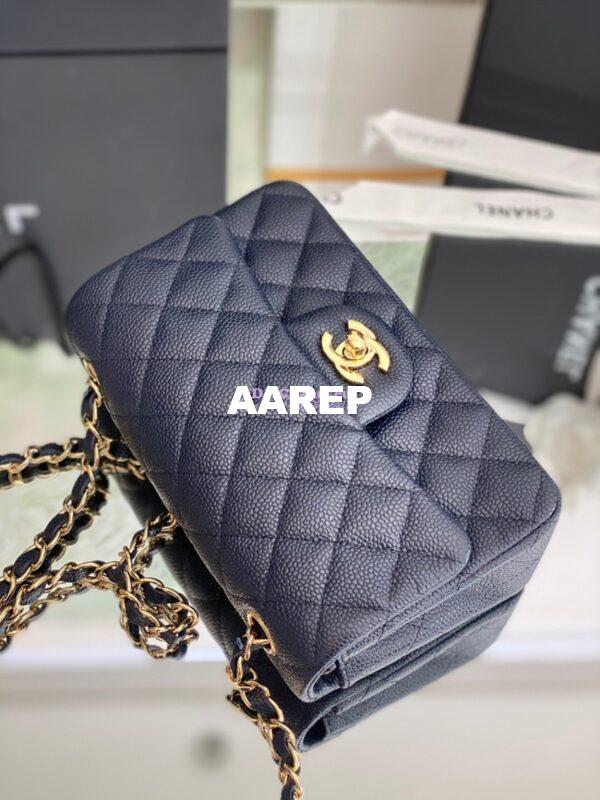 Replica Chanel Quilted Mini Classic Flap Bag Caviar without Edge Stitching 20cm Blue 3