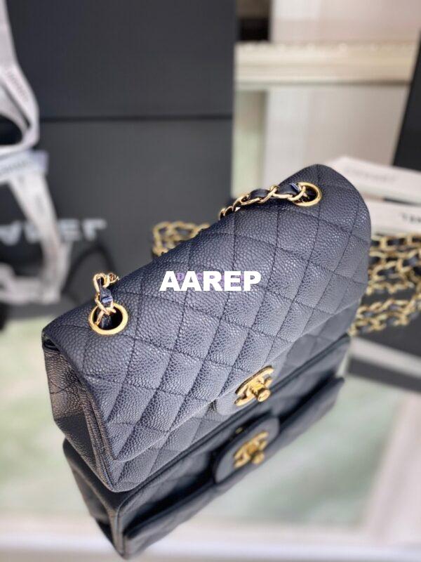 Replica Chanel Quilted Mini Classic Flap Bag Caviar without Edge Stitching 20cm Blue 4