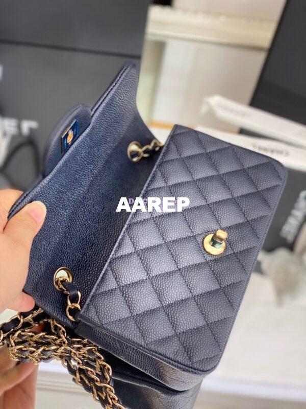 Replica Chanel Quilted Mini Classic Flap Bag Caviar without Edge Stitching 20cm Blue 6