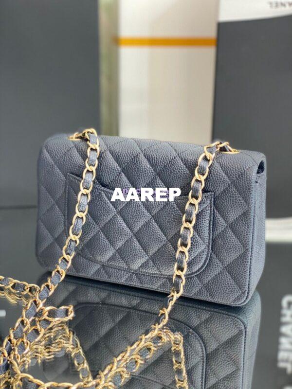 Replica Chanel Quilted Mini Classic Flap Bag Caviar without Edge Stitching 20cm Blue 8