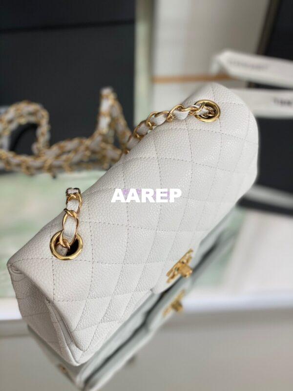 Replica Chanel Quilted Mini Classic Flap Bag Caviar without Edge Stitching 20cm White 5
