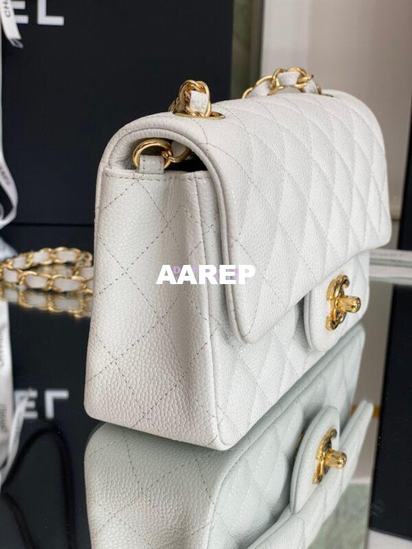 Replica Chanel Quilted Mini Classic Flap Bag Caviar without Edge Stitching 20cm White 6