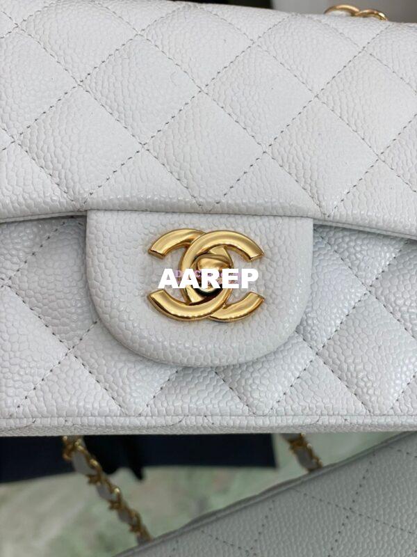 Replica Chanel Quilted Mini Classic Flap Bag Caviar without Edge Stitching 20cm White 7
