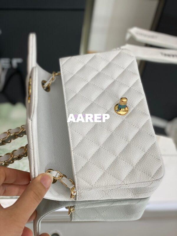 Replica Chanel Quilted Mini Classic Flap Bag Caviar without Edge Stitching 20cm White 9