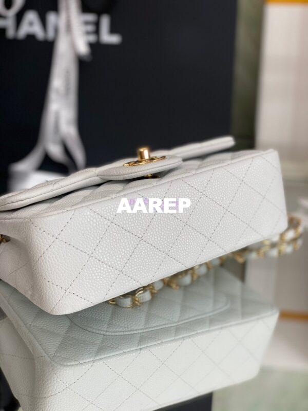 Replica Chanel Quilted Mini Classic Flap Bag Caviar without Edge Stitching 20cm White 12
