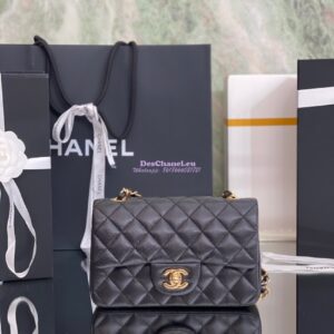Replica Chanel Quilted Mini Classic Flap Bag Caviar without Edge Stitching 20cm Black