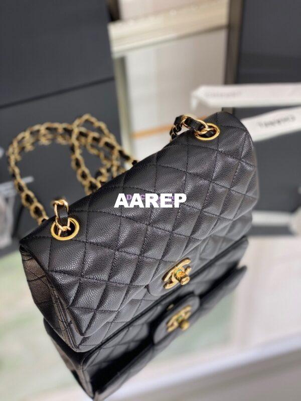 Replica Chanel Quilted Mini Classic Flap Bag Caviar without Edge Stitching 20cm Black 2