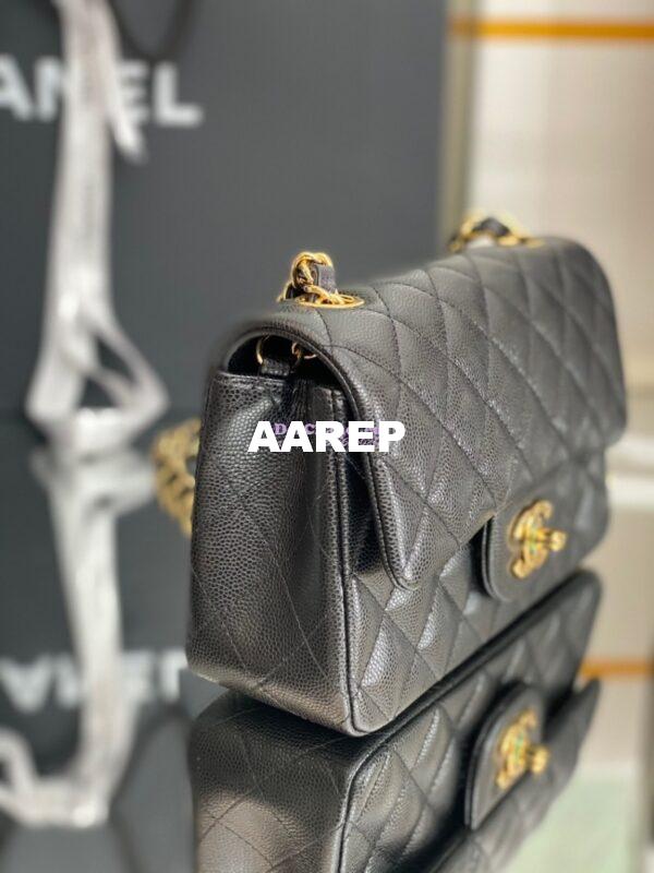 Replica Chanel Quilted Mini Classic Flap Bag Caviar without Edge Stitching 20cm Black 3
