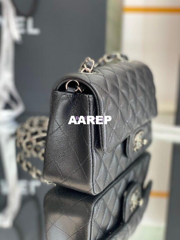 Replica Chanel Quilted Mini Classic Flap Bag Caviar without Edge Stitching 20cm Black 9