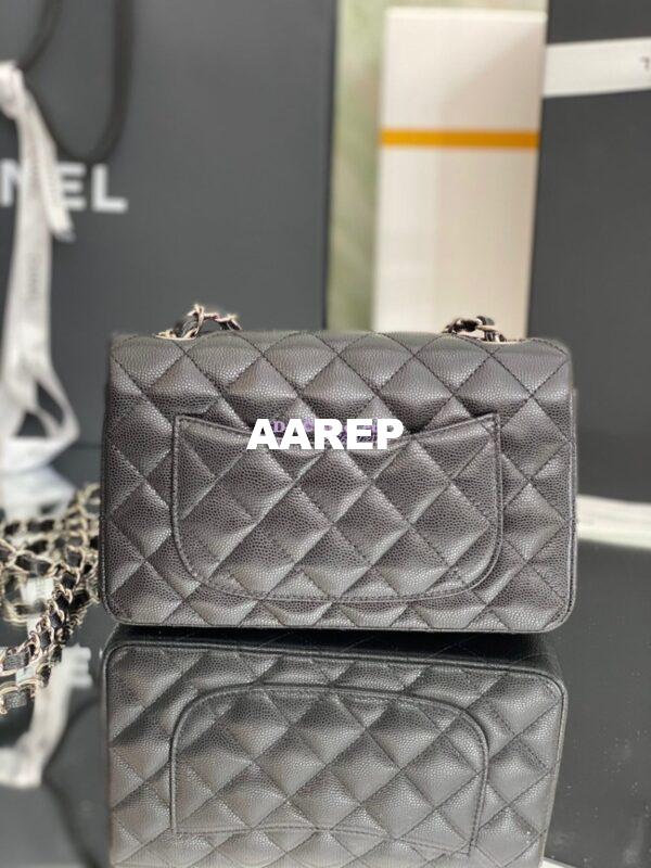 Replica Chanel Quilted Mini Classic Flap Bag Caviar without Edge Stitching 20cm Black 11