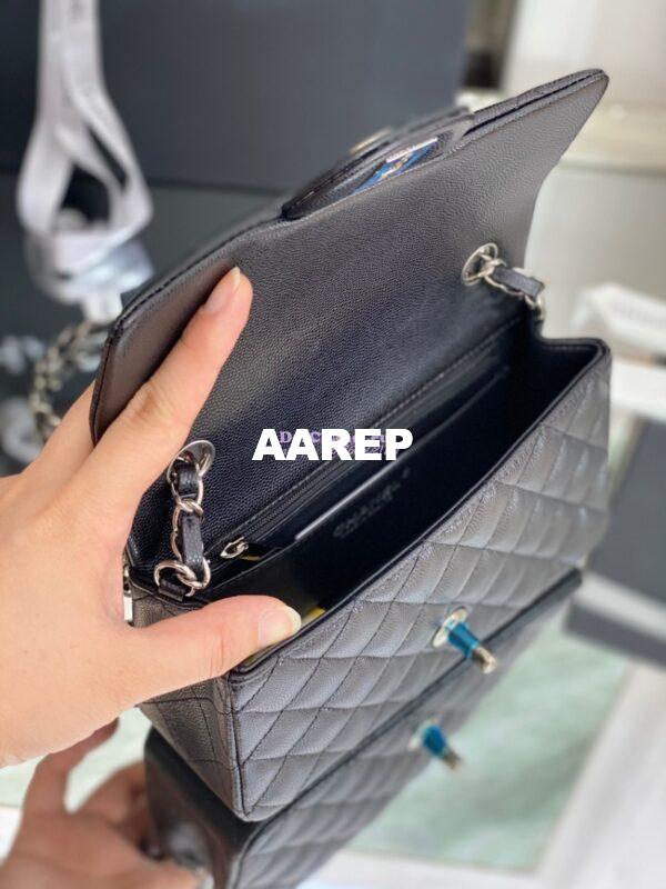 Replica Chanel Quilted Mini Classic Flap Bag Caviar without Edge Stitching 20cm Black 12