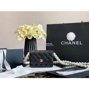 Replica Chanel Mini Wallet On Pearl Chain in Calfskin AP1839 Black