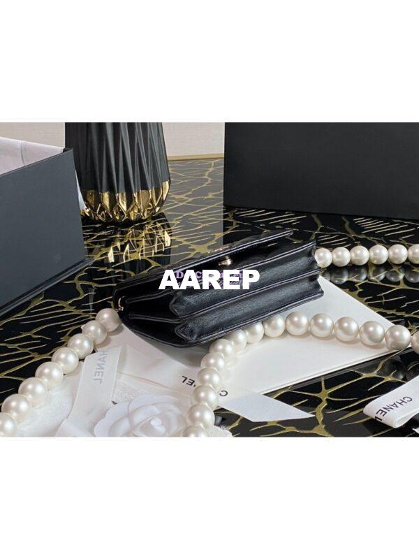 Replica Chanel Mini Wallet On Pearl Chain in Calfskin AP1839 Black 5