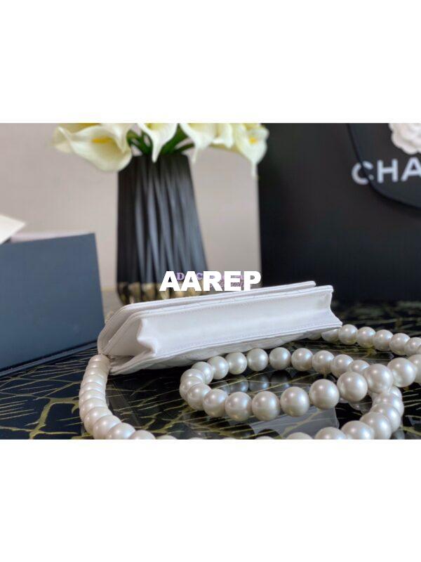 Replica Chanel Wallet On Pearl Chain WOC in Calfskin AP1814 White 4