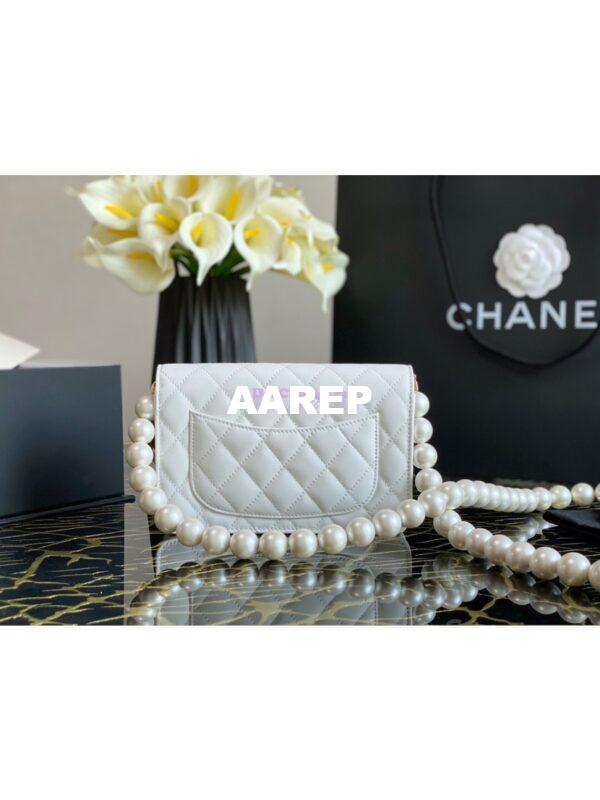 Replica Chanel Wallet On Pearl Chain WOC in Calfskin AP1814 White 6