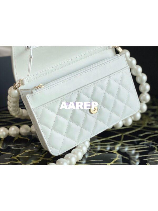 Replica Chanel Wallet On Pearl Chain WOC in Calfskin AP1814 White 7