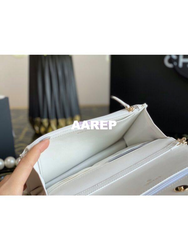Replica Chanel Wallet On Pearl Chain WOC in Calfskin AP1814 White 8