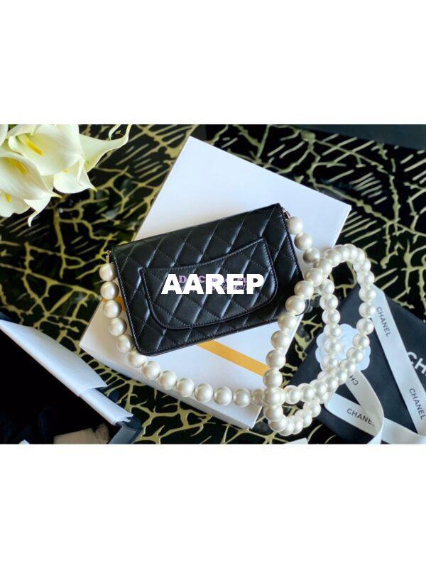 Replica Chanel Wallet On Pearl Chain WOC in Calfskin AP1814 Black 6