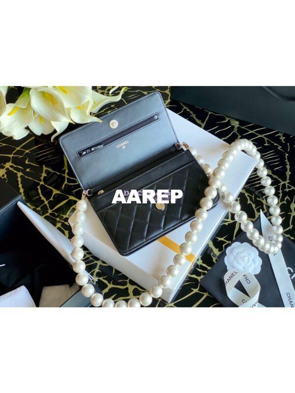Replica Chanel Wallet On Pearl Chain WOC in Calfskin AP1814 Black 7