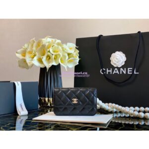 Replica Chanel Clutch With Pearl Chain WOC in Calfskin AP1898 Black