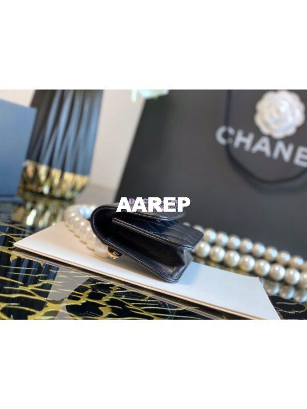 Replica Chanel Clutch With Pearl Chain WOC in Calfskin AP1898 Black 6