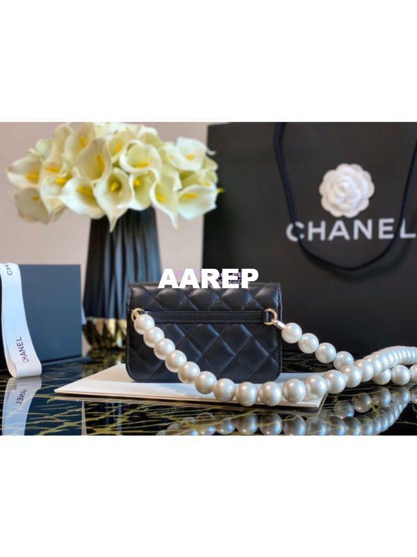 Replica Chanel Clutch With Pearl Chain WOC in Calfskin AP1898 Black 8