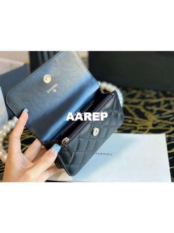 Replica Chanel Clutch With Pearl Chain WOC in Calfskin AP1898 Black 10