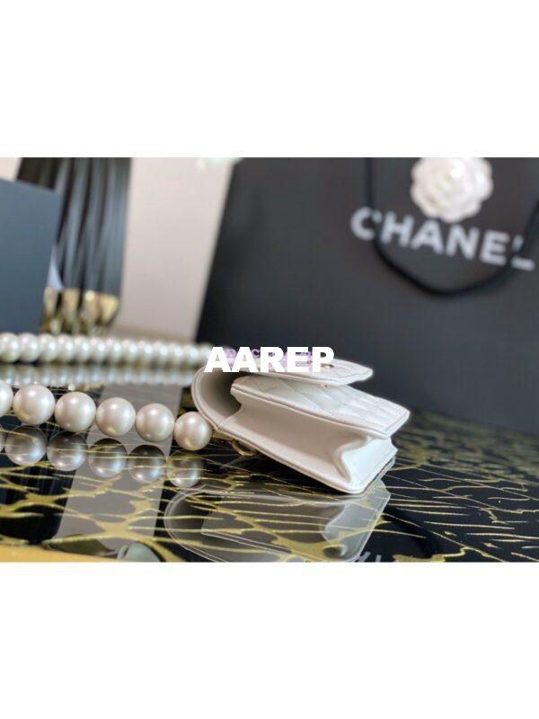 Replica Chanel Clutch With Pearl Chain WOC in Calfskin AP1898 White 6