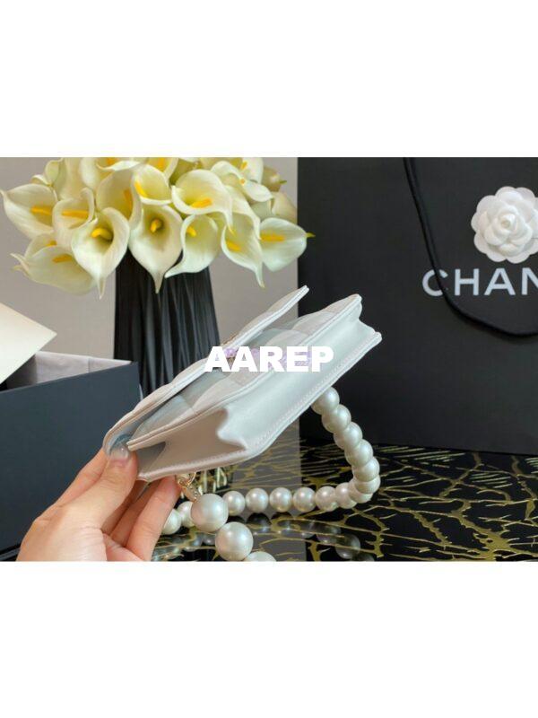 Replica Chanel Clutch With Pearl Chain WOC in Calfskin AP1898 White 7