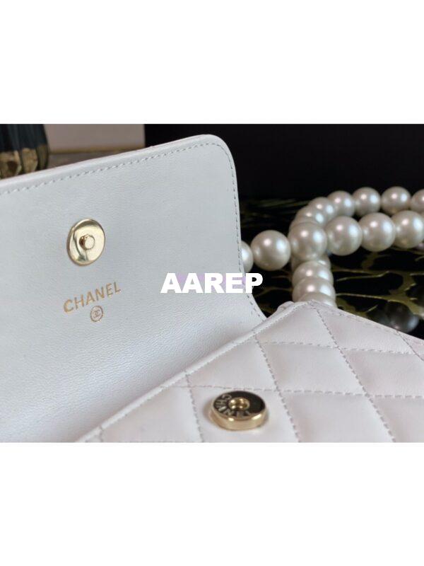 Replica Chanel Clutch With Pearl Chain WOC in Calfskin AP1898 White 10