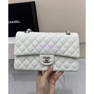 Replica Chanel CF 1112 Quilted Classic Flap Bag in Grainy Calfskin White 2