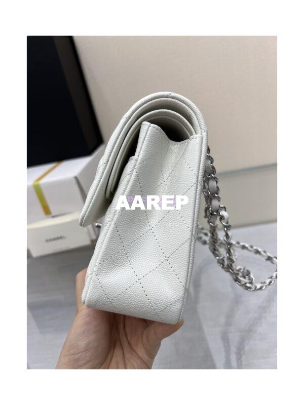 Replica Chanel CF 1112 Quilted Classic Flap Bag in Grainy Calfskin White 6