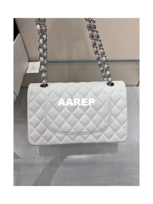 Replica Chanel CF 1112 Quilted Classic Flap Bag in Grainy Calfskin White 8