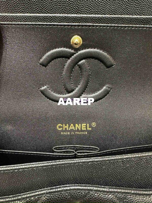 Replica Chanel CF 1112 Quilted Classic Flap Bag in Grainy Calfskin Black Shining Light Gold Hardware 7