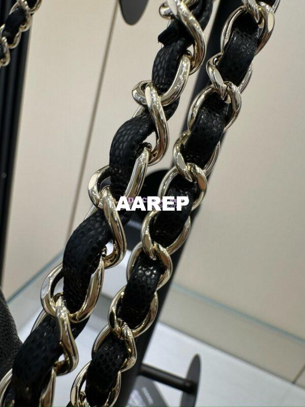 Replica Chanel CF 1112 Quilted Classic Flap Bag in Grainy Calfskin Black Shining Light Gold Hardware 8
