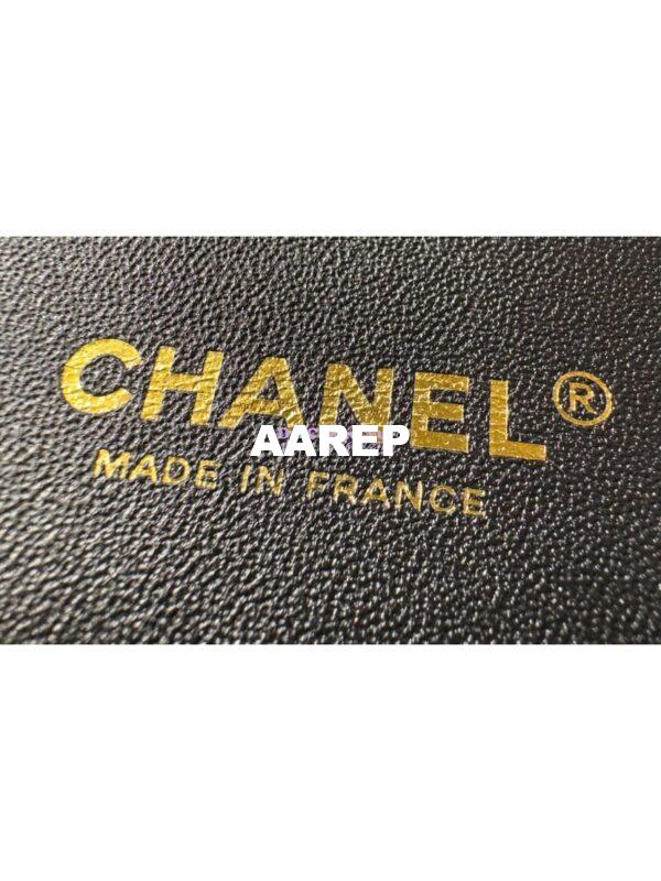 Replica Chanel CF 1112 Quilted Classic Flap Bag in Grainy Calfskin Black Shining Light Gold Hardware 10
