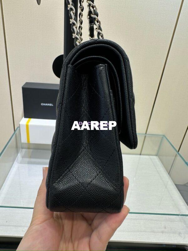 Replica Chanel CF 1112 Quilted Classic Flap Bag in Grainy Calfskin Black Shining Light Gold Hardware 15