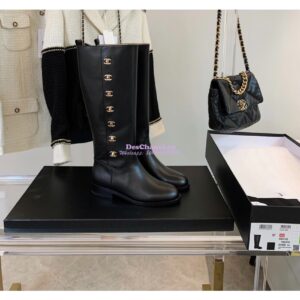 Replica Chanel Vintage 14CC Calfskin Long Boots G25185 2