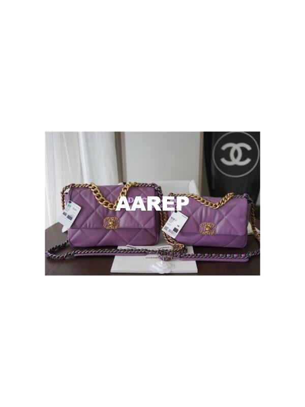 Replica Chanel 19 Large Flap Bag AS1161 Lambskin Purple