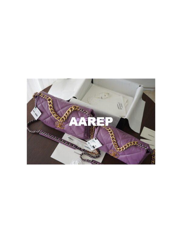 Replica Chanel 19 Large Flap Bag AS1161 Lambskin Purple 2