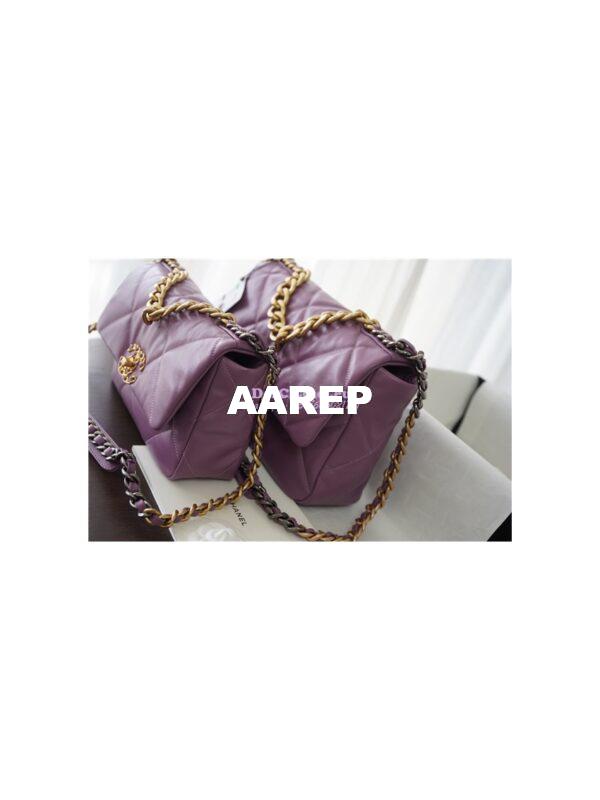 Replica Chanel 19 Large Flap Bag AS1161 Lambskin Purple 3