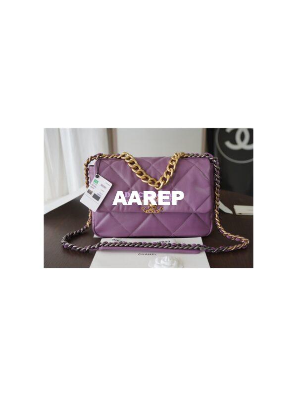 Replica Chanel 19 Large Flap Bag AS1161 Lambskin Purple 4