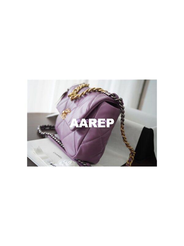 Replica Chanel 19 Large Flap Bag AS1161 Lambskin Purple 5