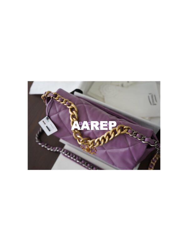 Replica Chanel 19 Large Flap Bag AS1161 Lambskin Purple 6