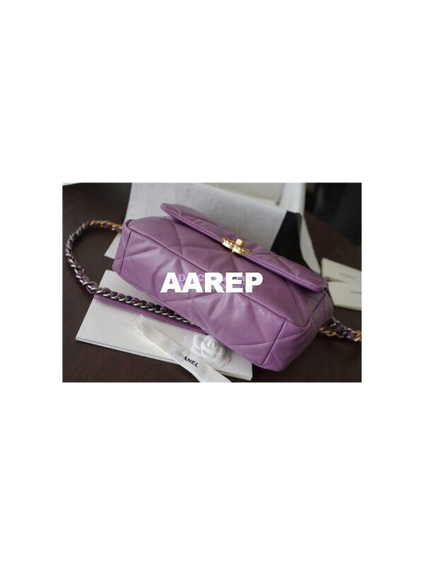 Replica Chanel 19 Large Flap Bag AS1161 Lambskin Purple 8