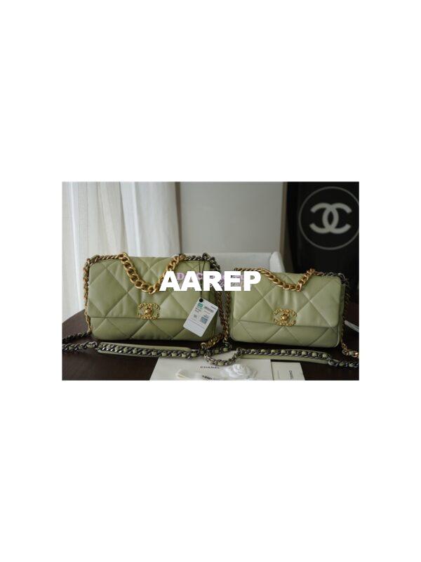 Replica Chanel 19 Large Flap Bag AS1161 Lambskin Mint Green 3